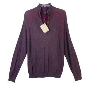Mens Tailor Vintage 1/4 Zip Long Sleeve Pullover Sweater Maroon NWT